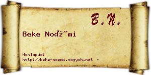 Beke Noémi névjegykártya