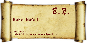Beke Noémi névjegykártya